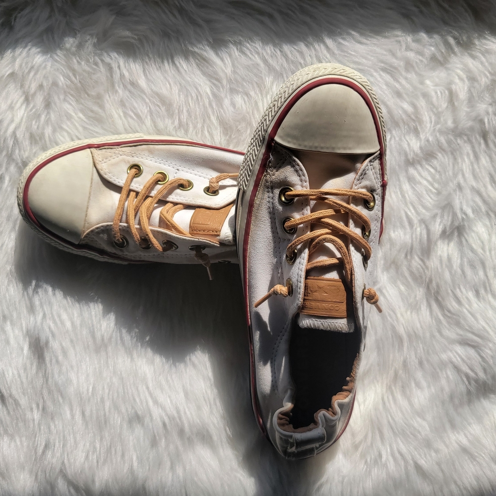 Stylish Tan and White Women's Sneakers